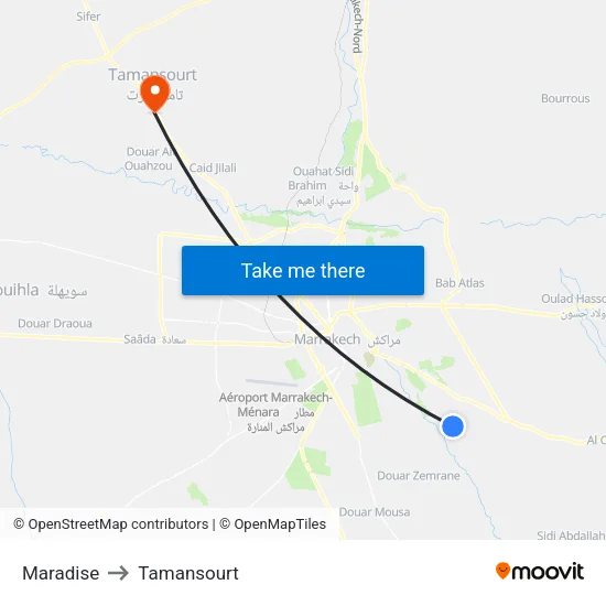 Maradise to Tamansourt map