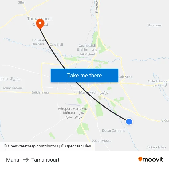 Mahal to Tamansourt map