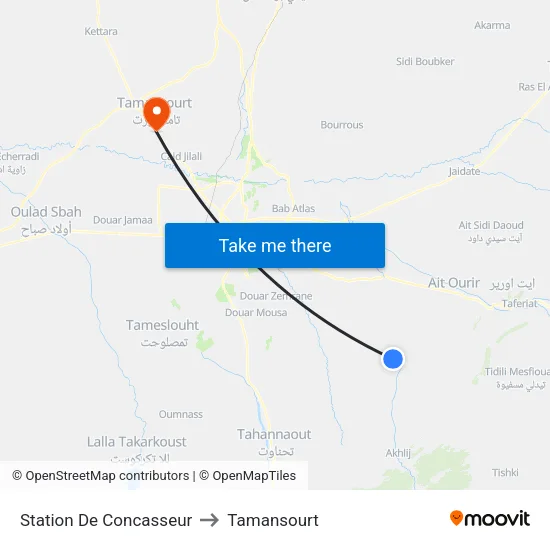 Station De Concasseur to Tamansourt map