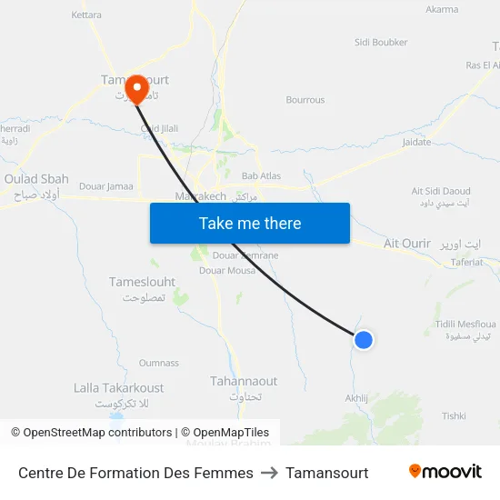 Centre De Formation Des Femmes to Tamansourt map