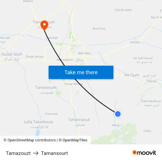 Tamazouzt to Tamansourt map