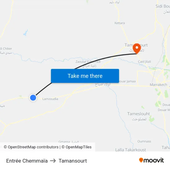 Entrée Chemmaïa to Tamansourt map