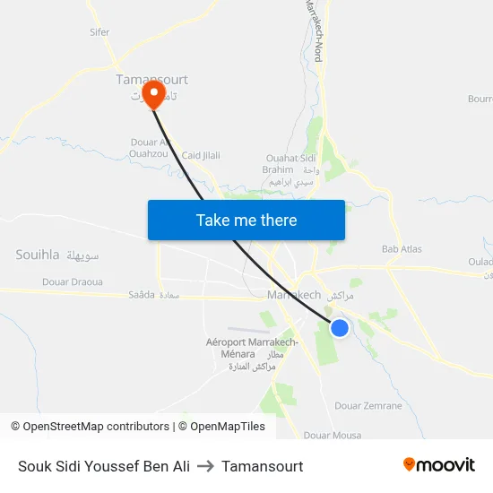 Souk Sidi Youssef Ben Ali to Tamansourt map