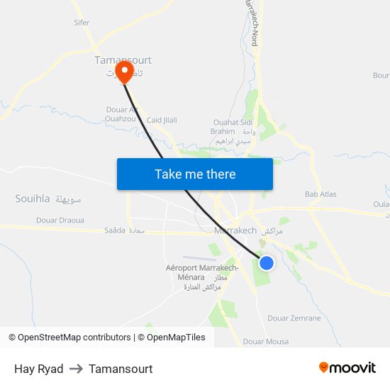 Hay Ryad to Tamansourt map