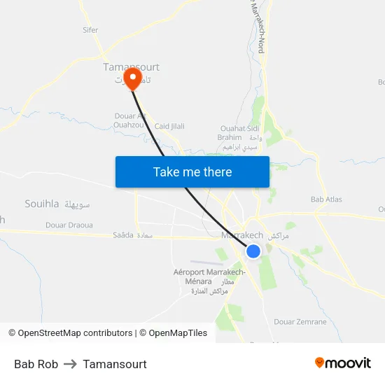 Bab Rob to Tamansourt map