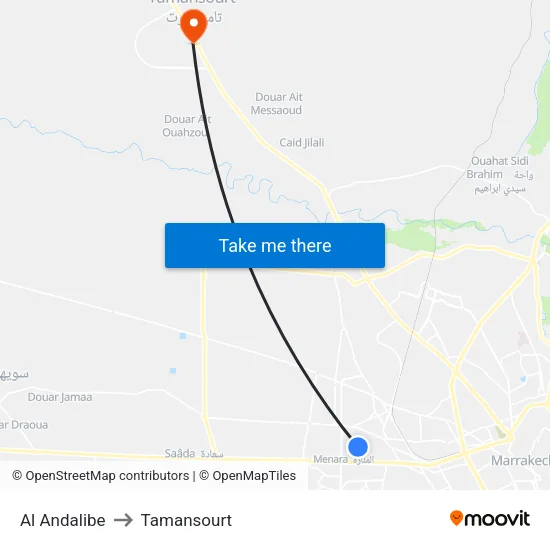 Al Andalibe to Tamansourt map
