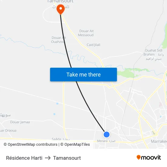 Résidence Harti to Tamansourt map