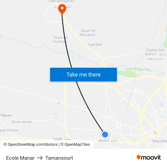 Ecole Manar to Tamansourt map