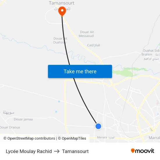 Lycée Moulay Rachid to Tamansourt map