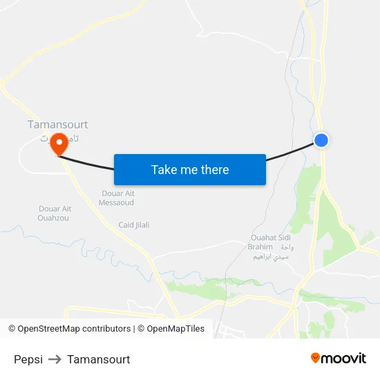 Pepsi to Tamansourt map