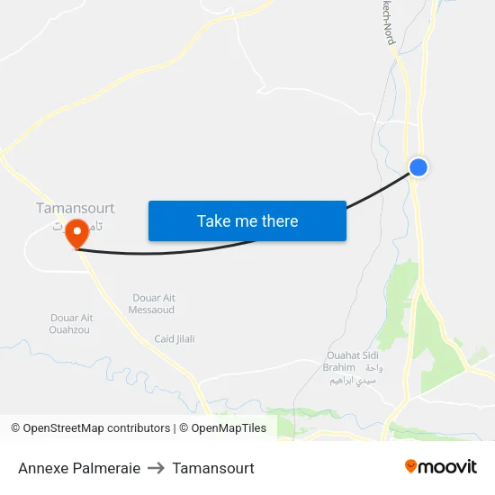 Annexe Palmeraie to Tamansourt map
