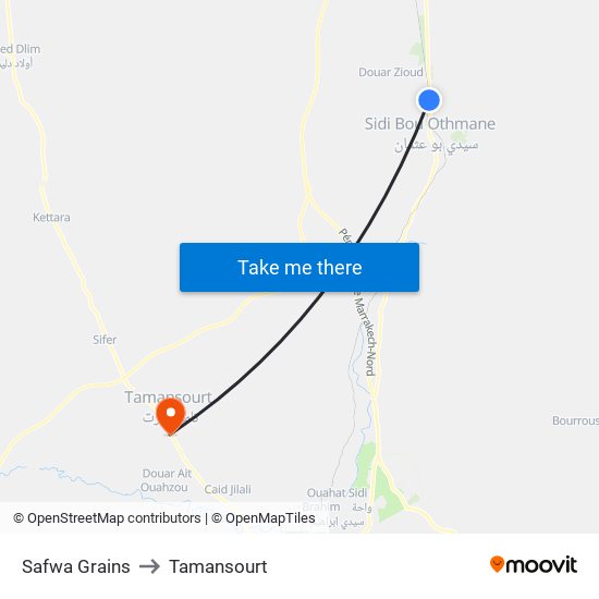 Safwa Grains to Tamansourt map