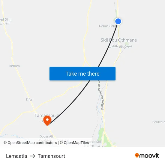 Lemaatla to Tamansourt map