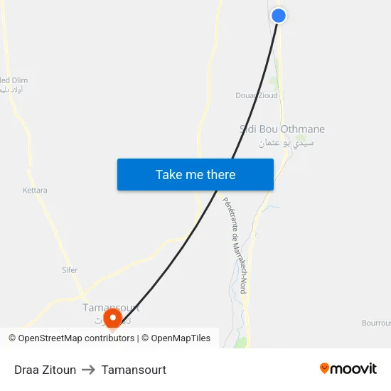 Draa Zitoun to Tamansourt map