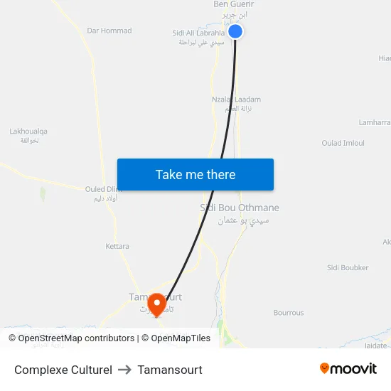 Complexe Culturel to Tamansourt map