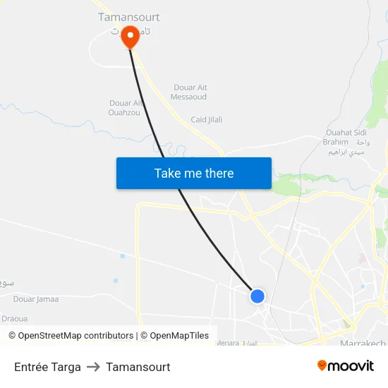 Entrée Targa to Tamansourt map