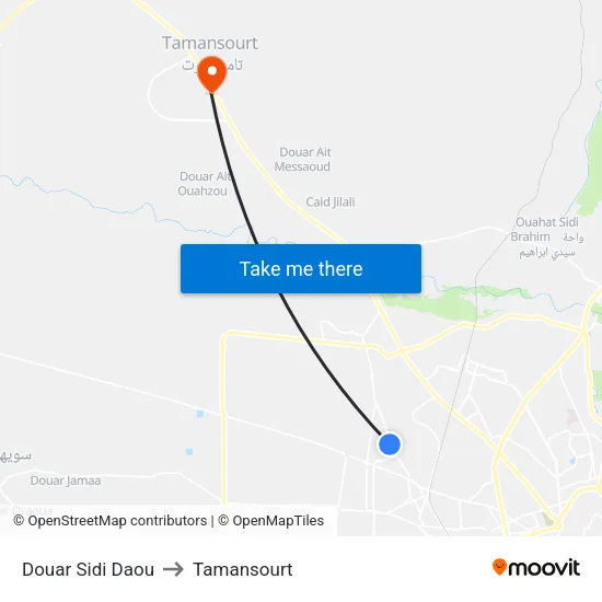 Douar Sidi Daou to Tamansourt map
