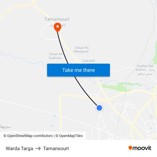 Warda Targa to Tamansourt map