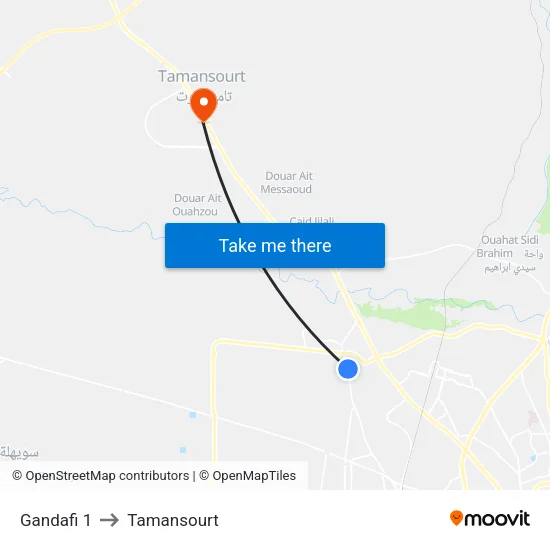 Gandafi 1 to Tamansourt map