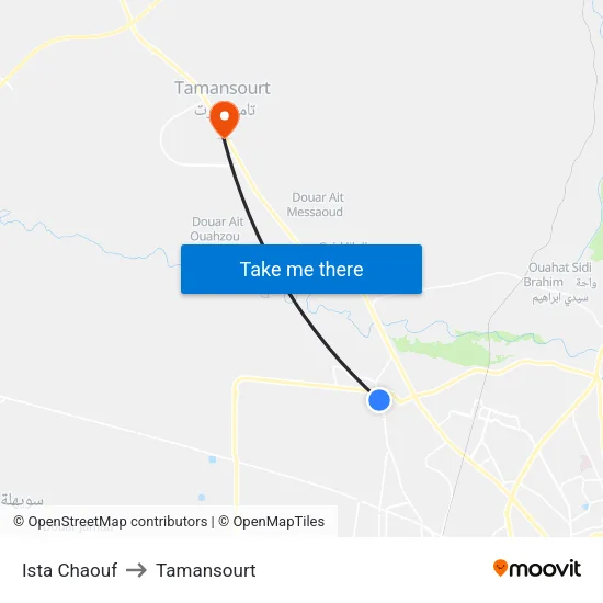 Ista Chaouf to Tamansourt map