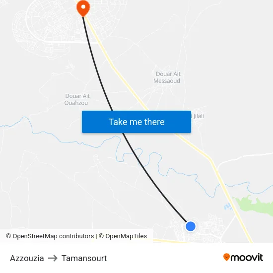 Azzouzia to Tamansourt map