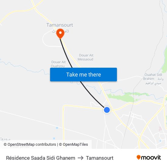 Résidence Saada Sidi Ghanem to Tamansourt map