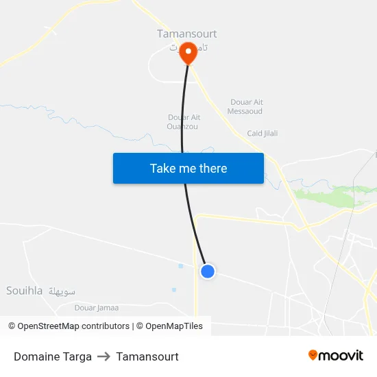 Domaine Targa to Tamansourt map