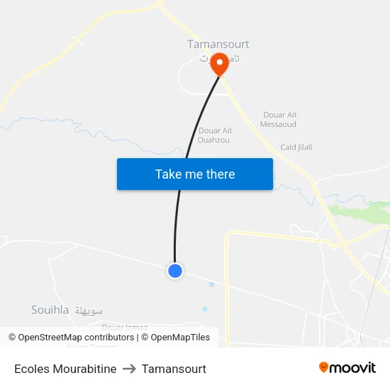 Ecoles Mourabitine to Tamansourt map