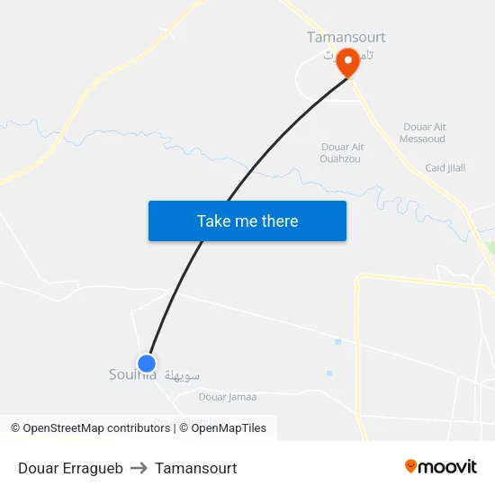 Douar Erragueb to Tamansourt map