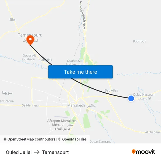 Ouled Jallal to Tamansourt map