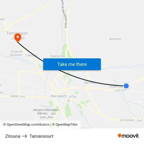 Zitouna to Tamansourt map