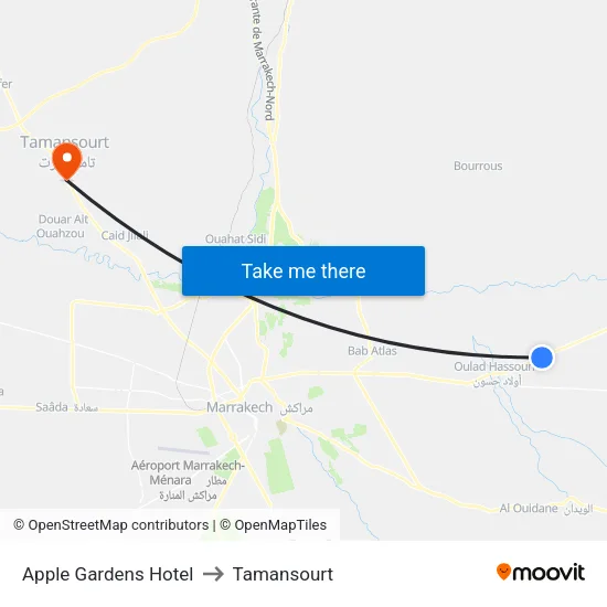 Apple Gardens Hotel to Tamansourt map