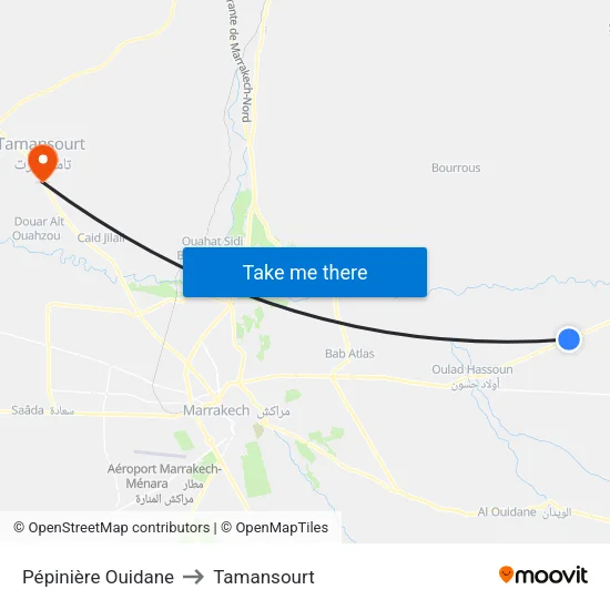 Pépinière Ouidane to Tamansourt map