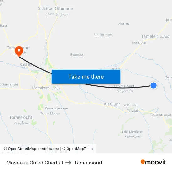 Mosquée Ouled Gherbal to Tamansourt map