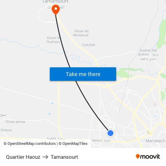 Quartier Haouz to Tamansourt map