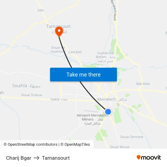 Charij Bgar to Tamansourt map