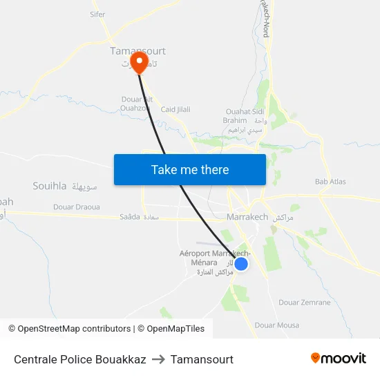 Centrale Police Bouakkaz to Tamansourt map