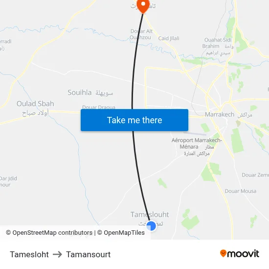 Tamesloht to Tamansourt map
