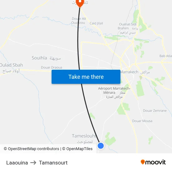 Laaouina to Tamansourt map