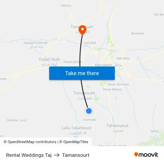 Rental Weddings Taj to Tamansourt map