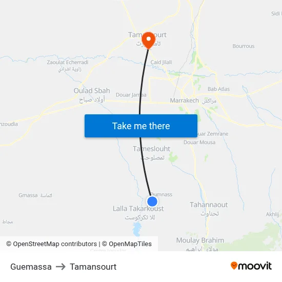 Guemassa to Tamansourt map