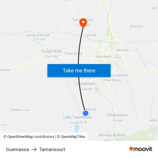 Guemassa to Tamansourt map