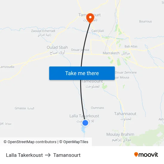 Lalla Takerkoust to Tamansourt map