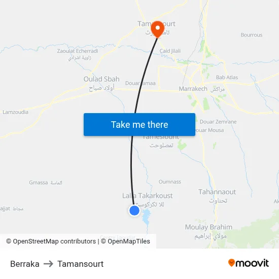 Berraka to Tamansourt map