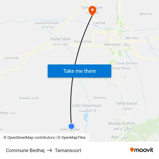 Commune Bedhaj to Tamansourt map