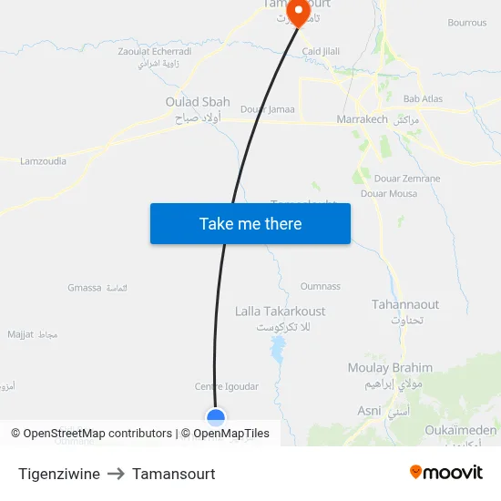 Tigenziwine to Tamansourt map
