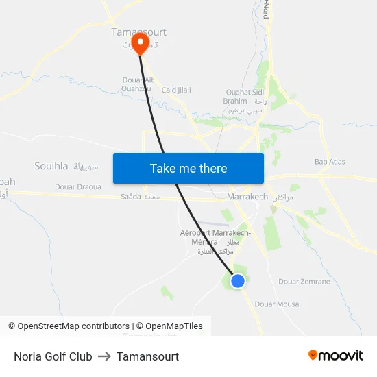 Noria Golf Club to Tamansourt map