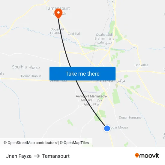 Jnan Fayza to Tamansourt map