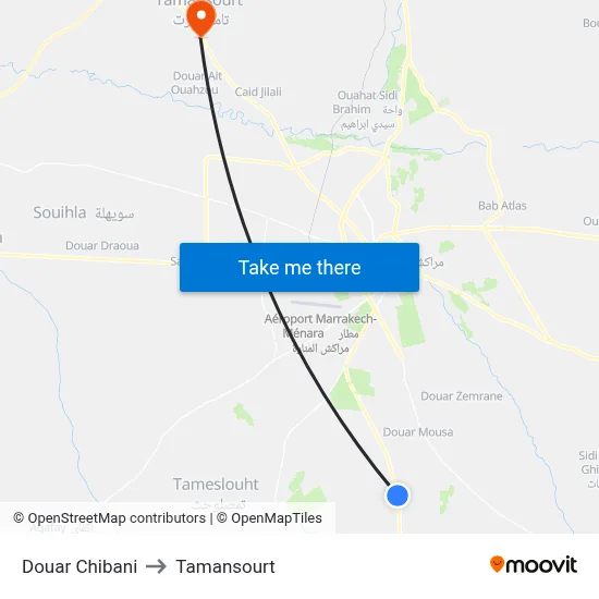Douar Chibani to Tamansourt map