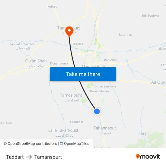 Taddart to Tamansourt map